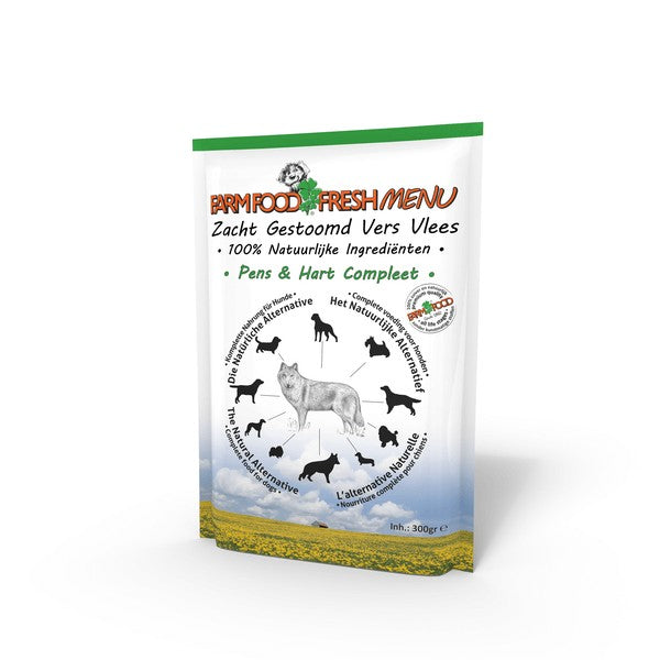 Farm Food Fresh Menu Pens Hart Compleet 300 gram (zacht gestoomd)